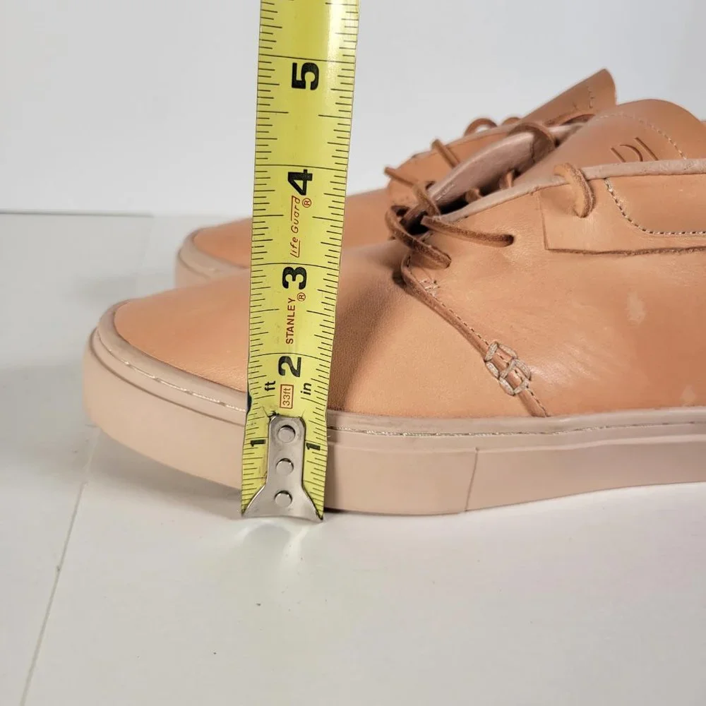 Clean Weather Vegan Raw Undyed Tan Leather Unisex Sneaker Women Size 9 1/2 - Picture 12 of 14